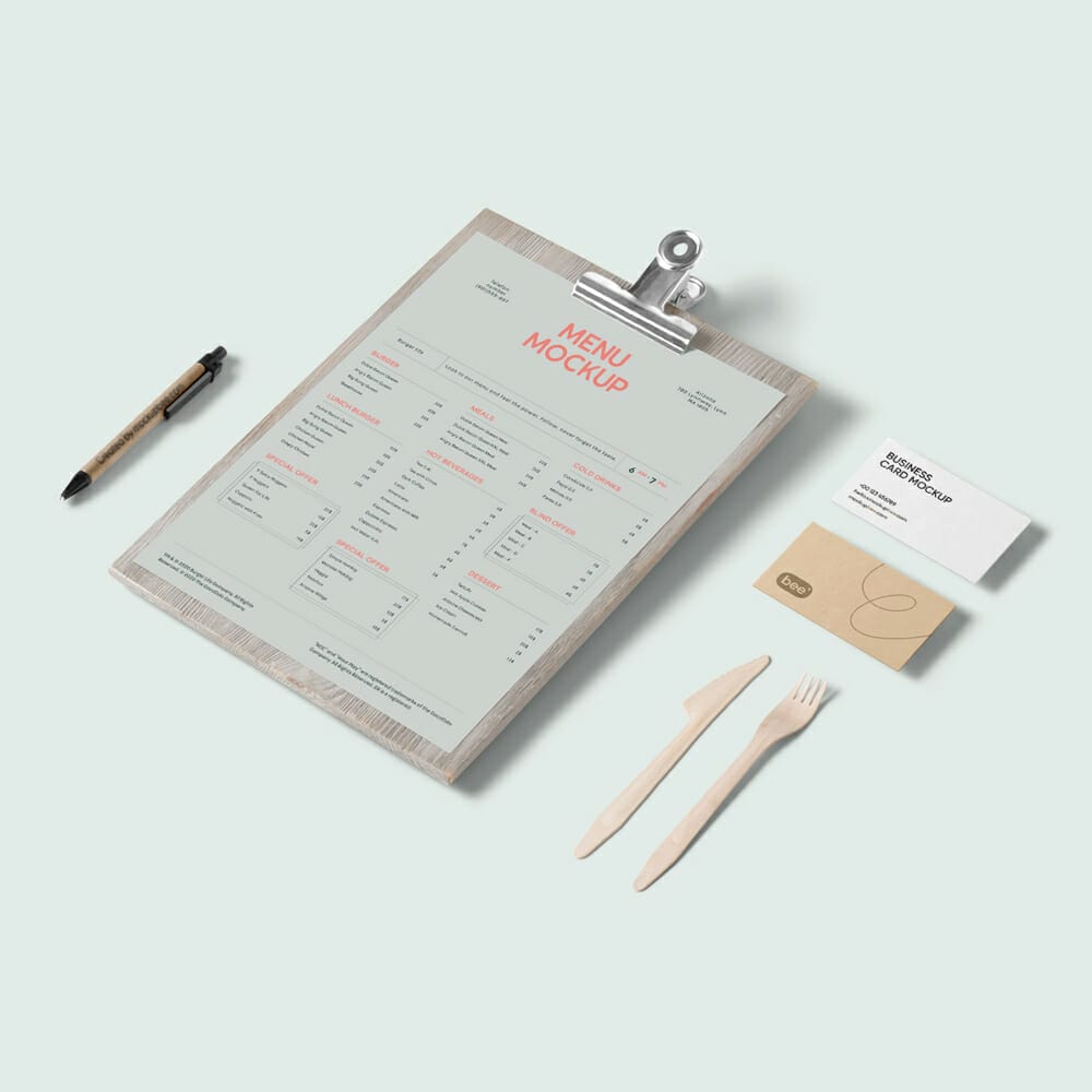 Free Restaurant Menu Mockup 1 Free Restaurant Menu Mockup