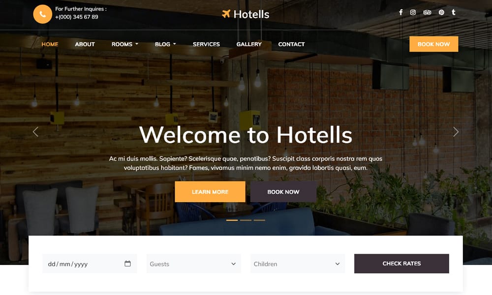10+ Best Free Booking Website Templates 2025 26 Hotel Website Template