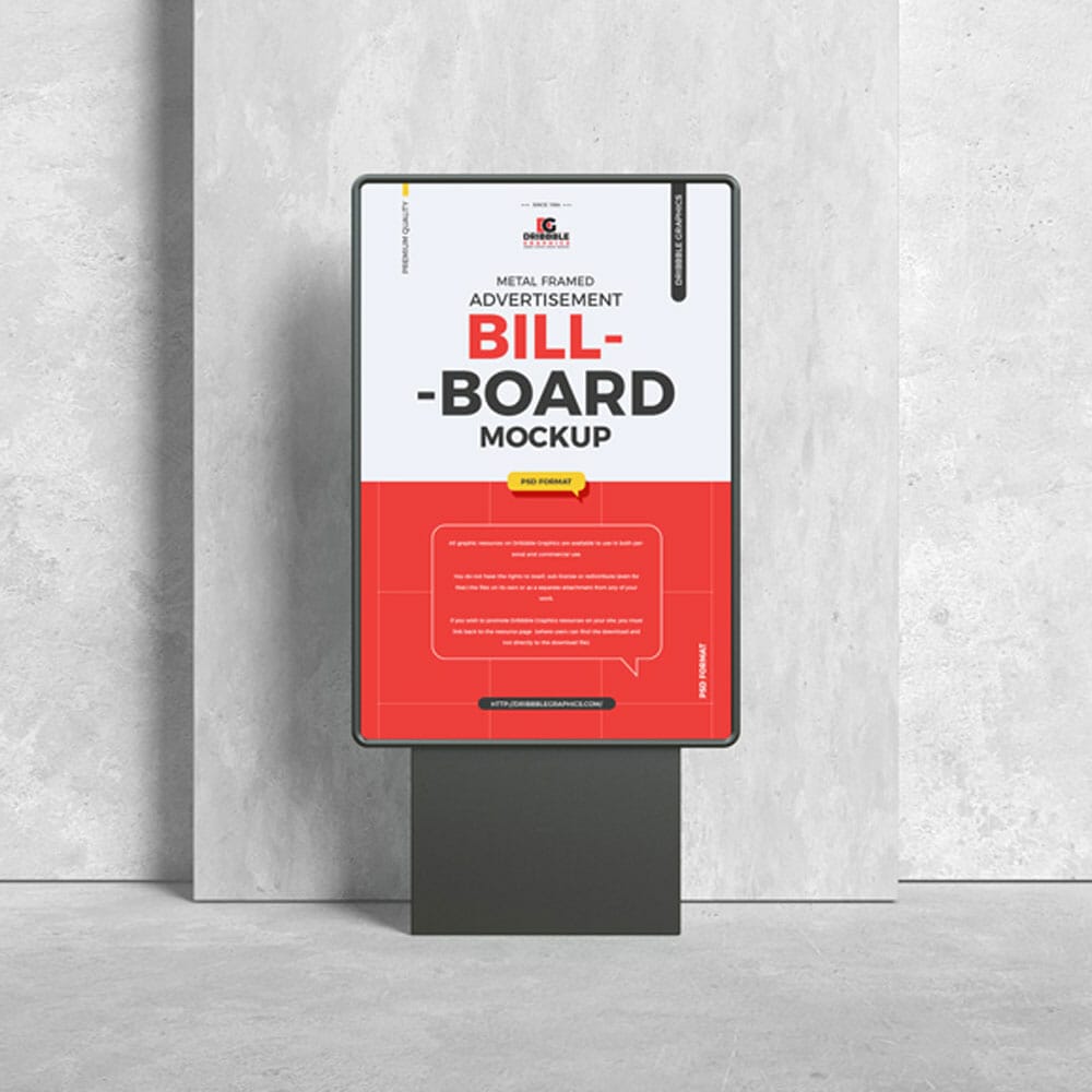 Free Advertisement Metal Framed Billboard Mockup 1 Free Advertisement Metal Framed Billboard Mockup
