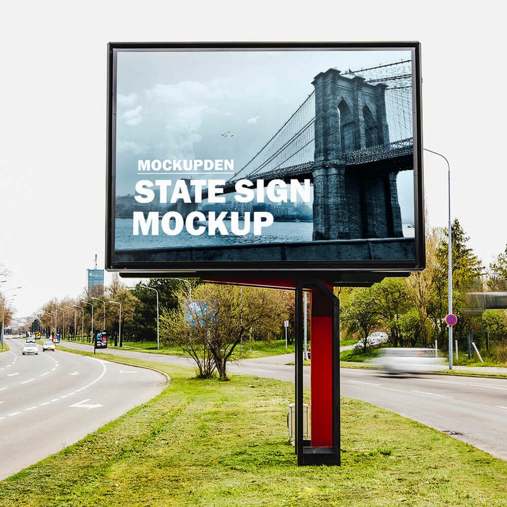 Free State Sign Mockup PSD Template 1 Free State Sign Mockup PSD Template