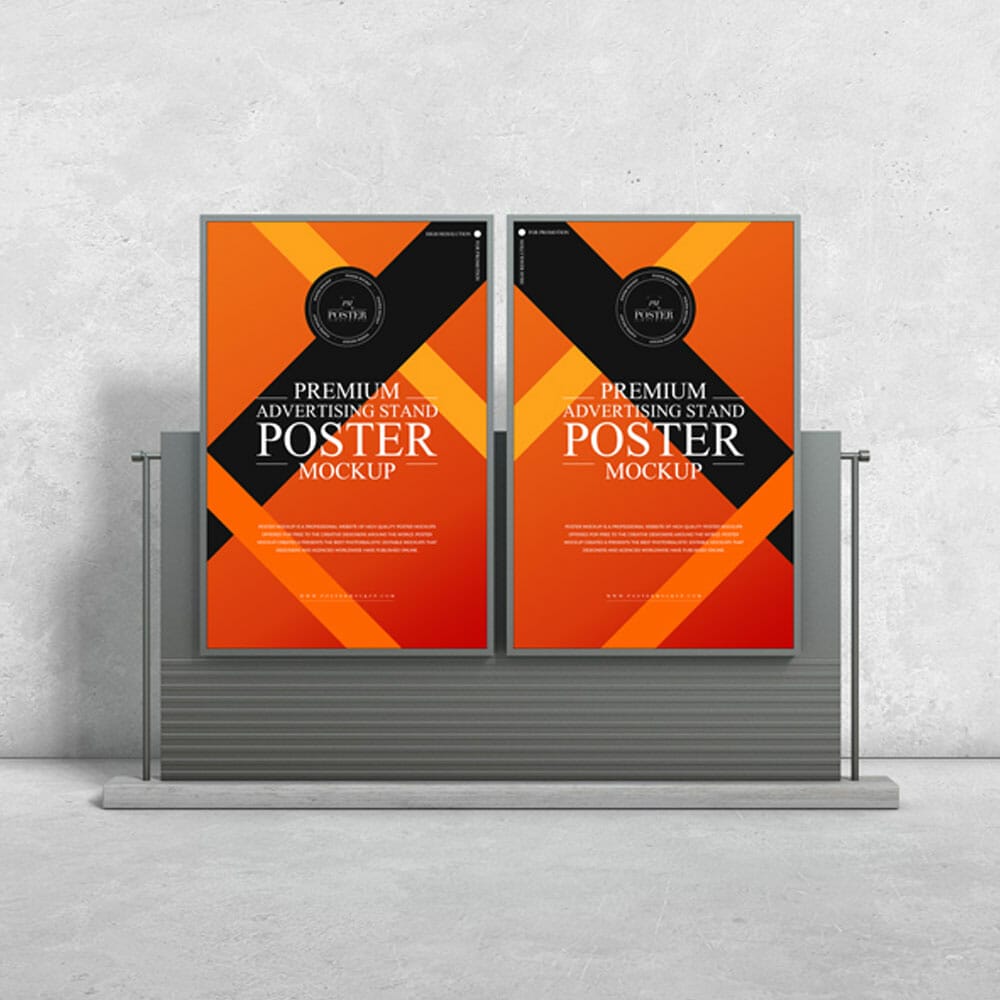Premium Advertising Stand Poster Mockup 1 Premium Advertising Stand Poster Mockup