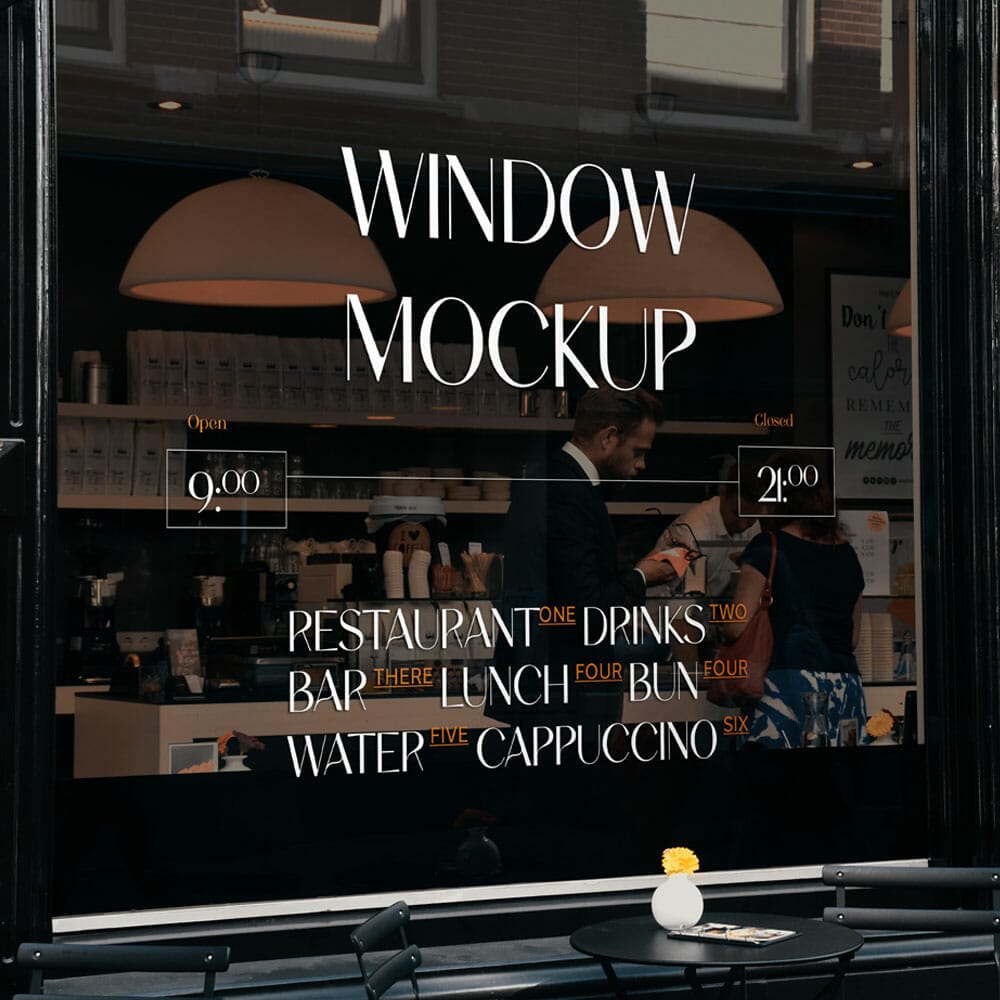 Restaurant Window PSD Mockup 1 Restaurant Window PSD Mockup