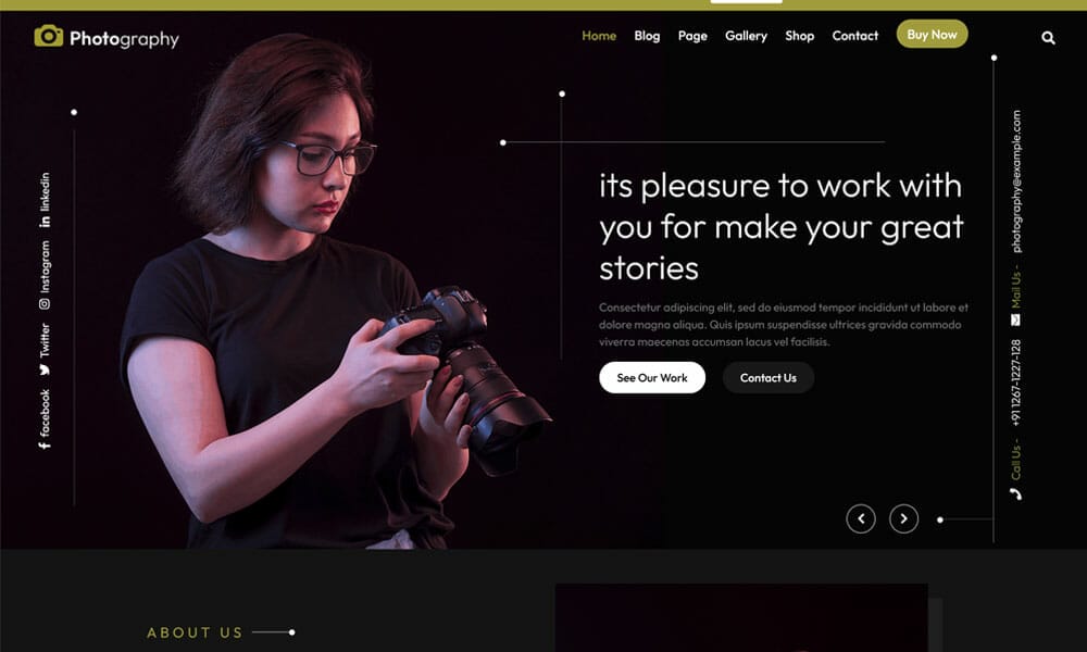100+ Free Photography WordPress Themes 2024 11 Dark Photography