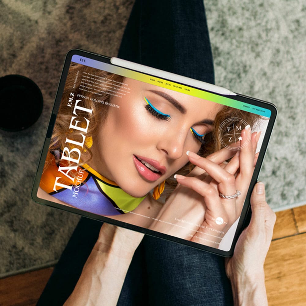Free Person Holding Realistic Tablet Mockup 1 Free Person Holding Realistic Tablet Mockup