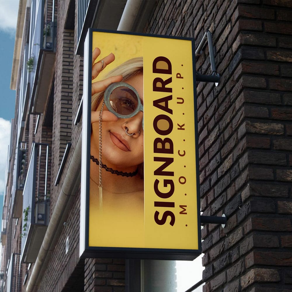 Free Portrait Street Signboard Mockup PSD 1 Free Portrait Street Signboard Mockup PSD