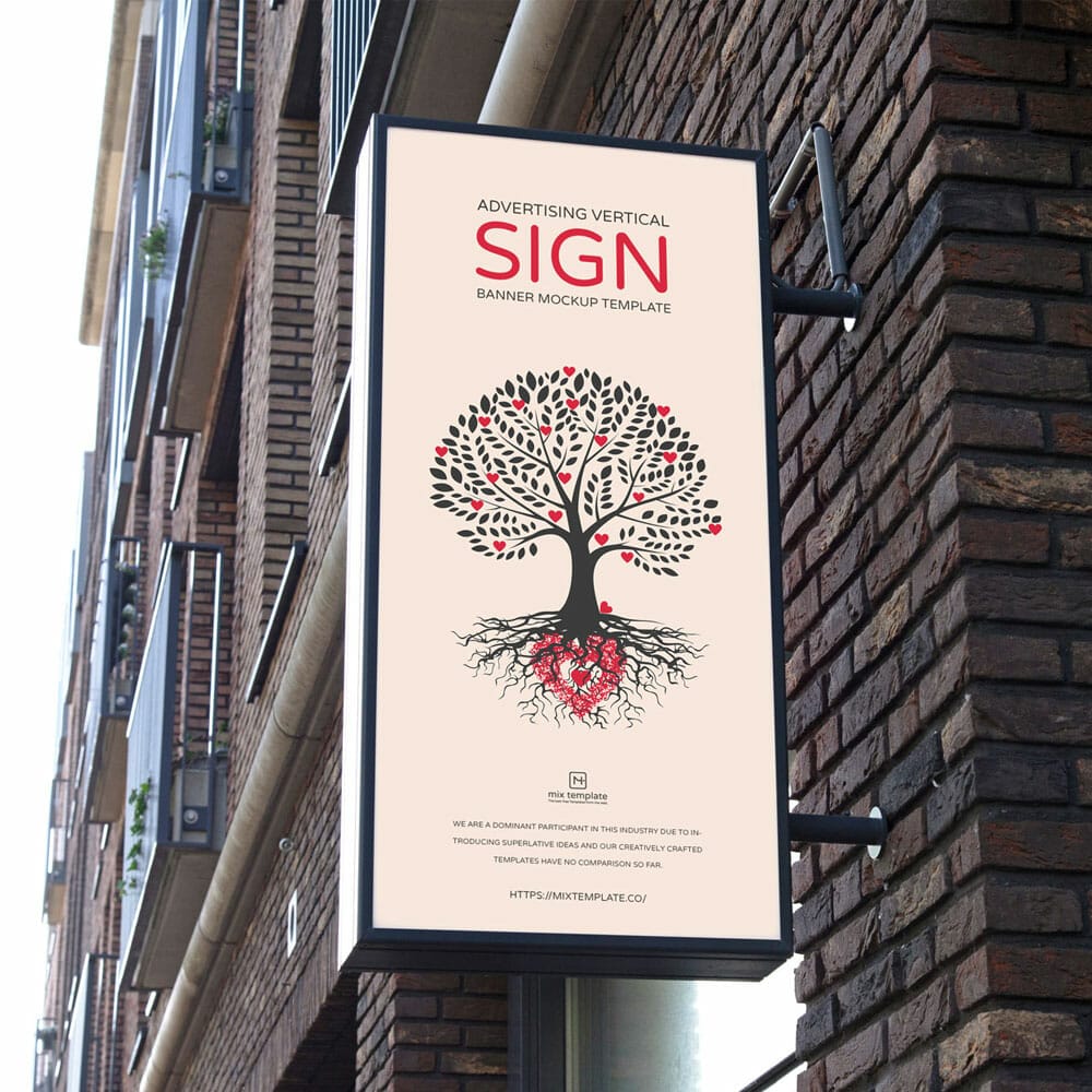 Free Advertising Vertical Sign Banner Mockup Template 1 Free Advertising Vertical Sign Banner Mockup Template