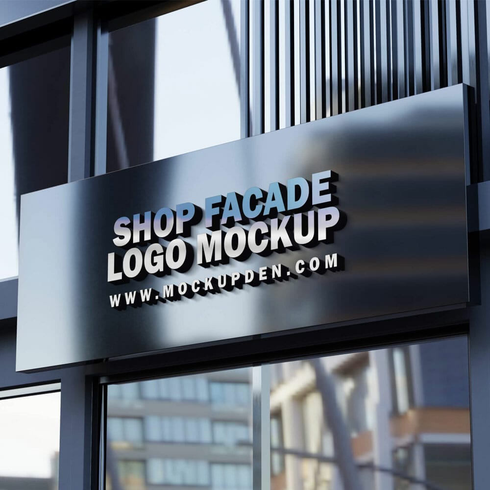 Free Shop Facade Logo Mockup PSD Template 1 Free Shop Facade Logo Mockup PSD Template