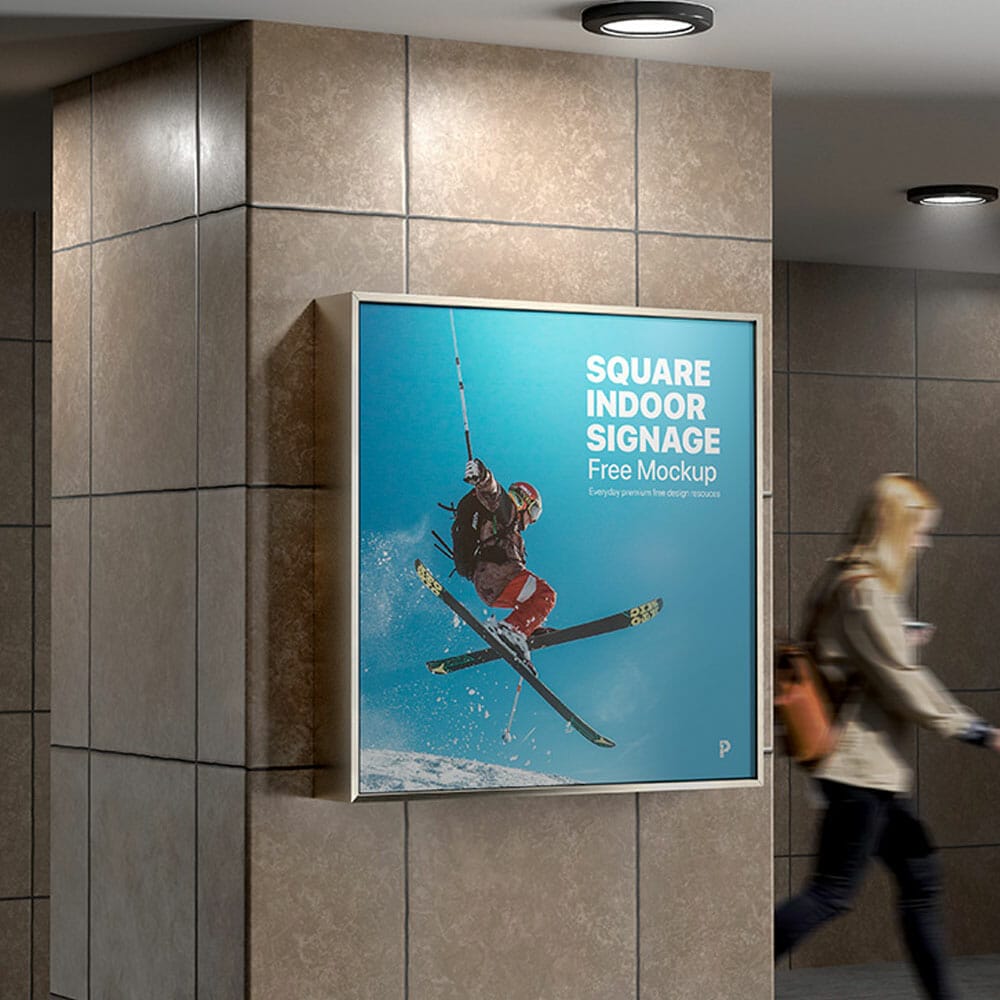 Free Square Indoor Signage Mockup 1 Free Square Indoor Signage Mockup