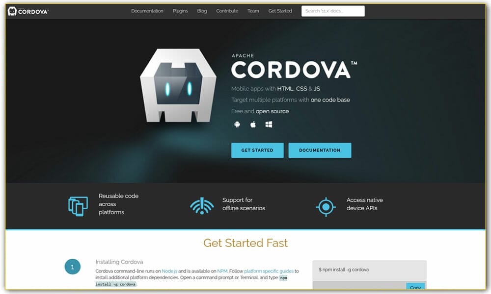 50+ Mobile Application Frameworks (HTML, CSS & JavaScript) 11 Apache Cordova