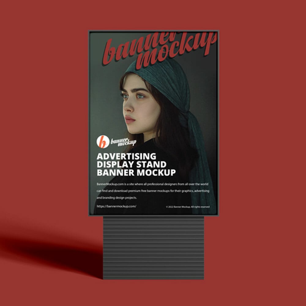 Free Advertising Display Stand Banner Mockup 1 Free Advertising Display Stand Banner Mockup