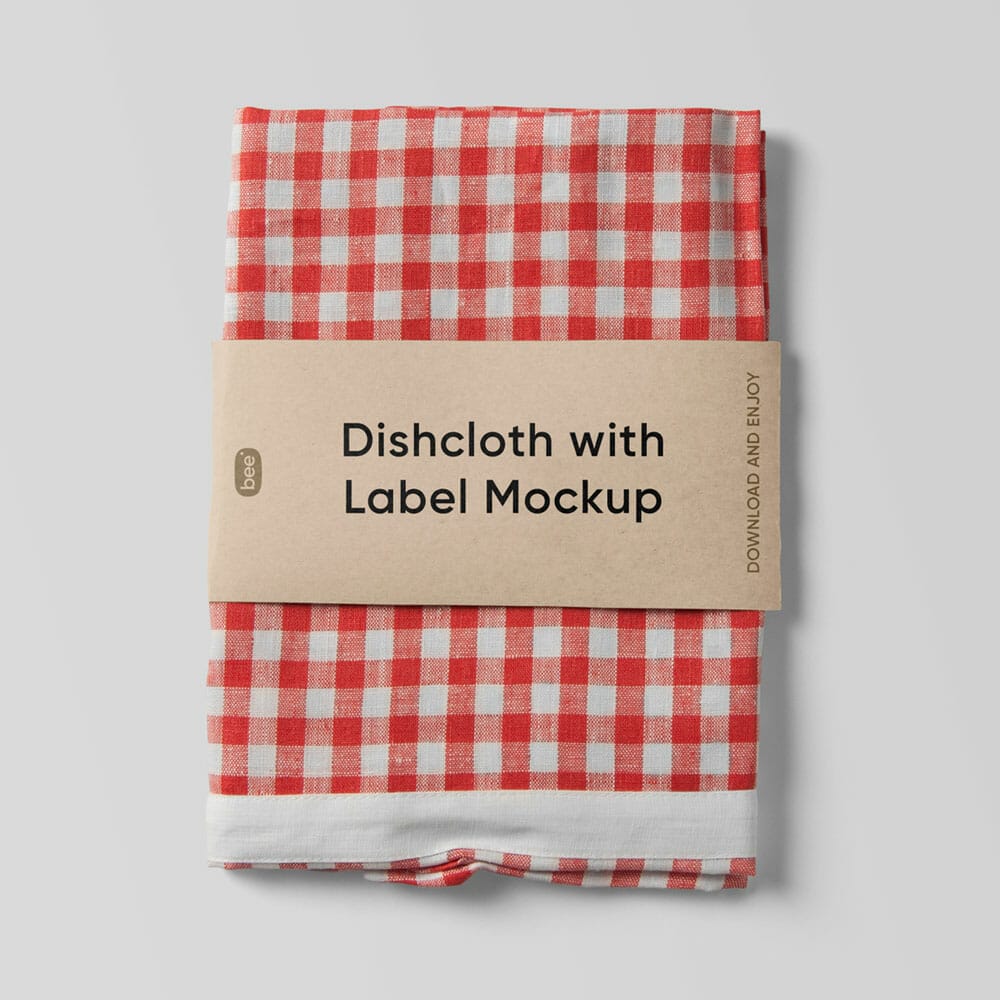 Free Dishcloth With Label Mockup 1 Free Dishcloth With Label Mockup