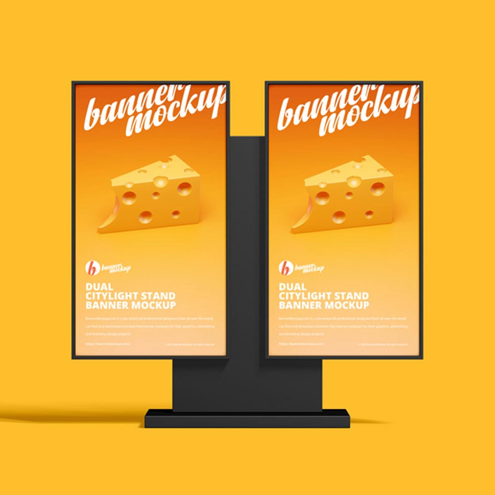Free Dual Citylight Stand Banner Mockup 1 Free Dual Citylight Stand Banner Mockup