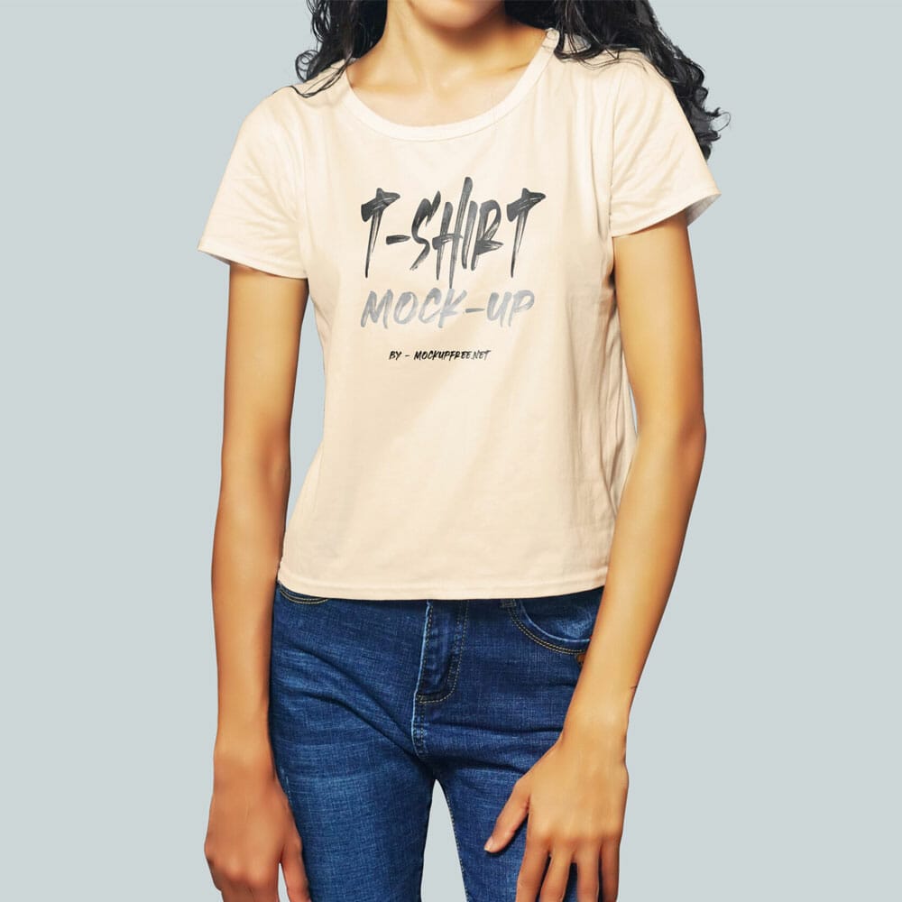 Free Girl T-Shirt Mockup Template 1 Free Girl T-Shirt Mockup Template