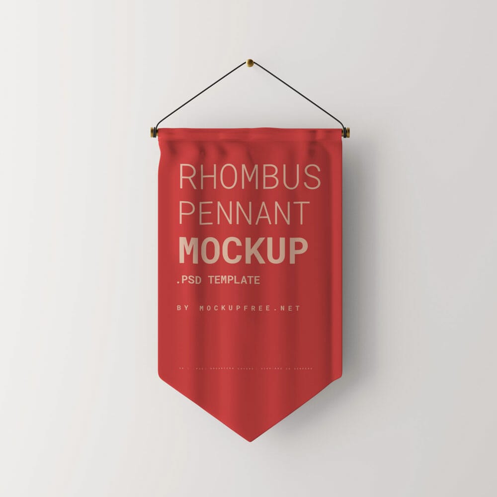 Free Rhombus Pennant Mockup 1 Free Rhombus Pennant Mockup