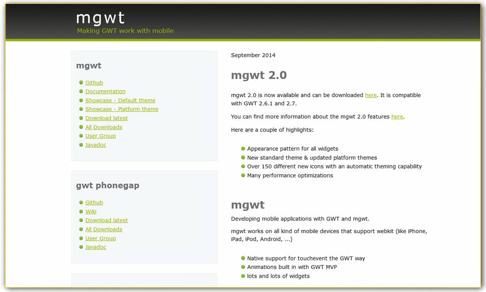50+ Mobile Application Frameworks (HTML, CSS & JavaScript) 41 mgwt