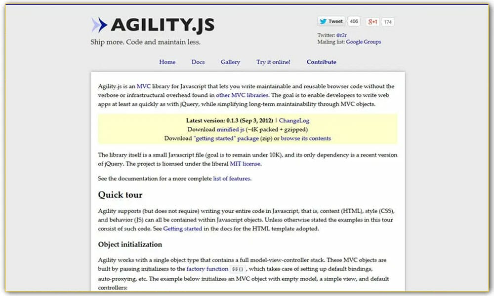 100+ JavaScript Frameworks for Web Developers 101 Agility.js