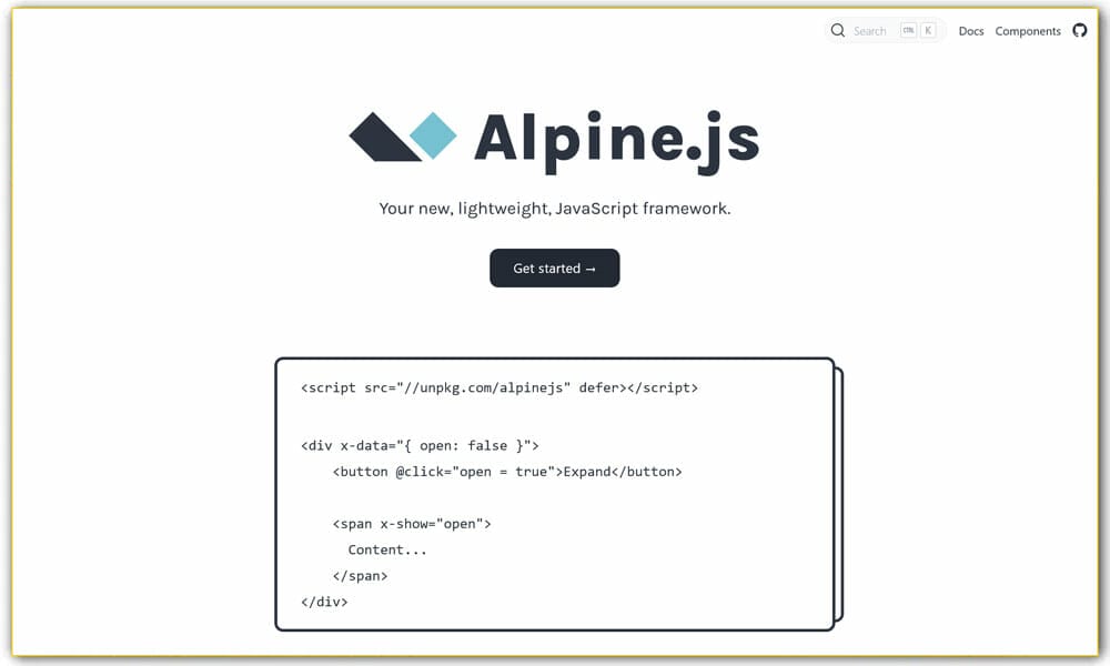 100+ JavaScript Frameworks for Web Developers 8 Alpine.js
