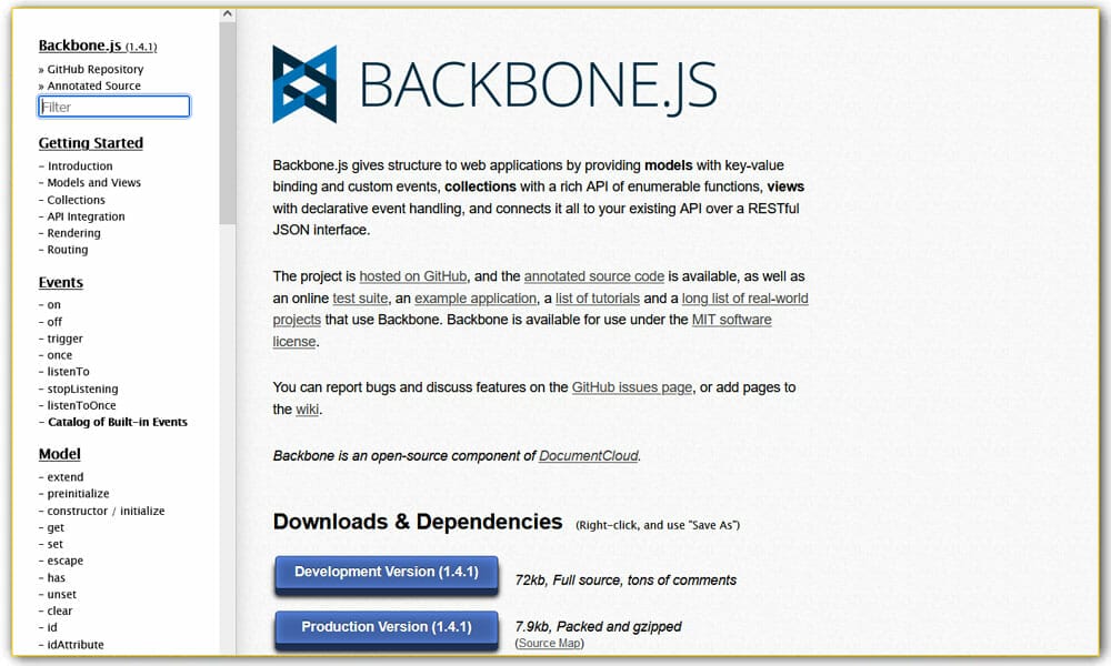 100+ JavaScript Frameworks for Web Developers 96 Backbone.js
