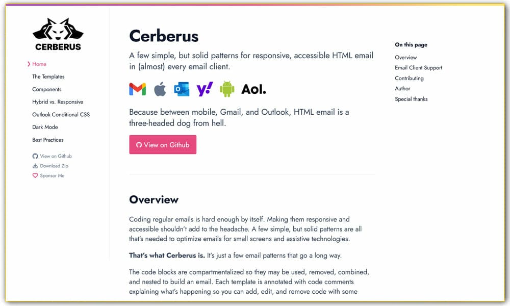 20+ Best Responsive Email Frameworks 5 Cerberus