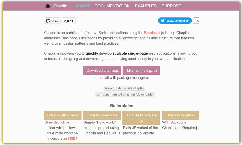 100+ JavaScript Frameworks for Web Developers 107 Chaplin