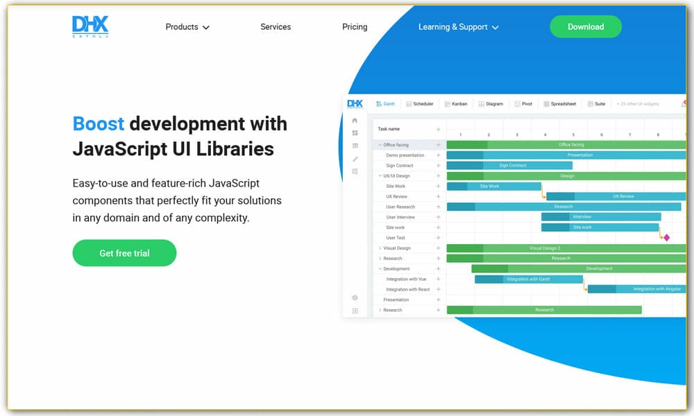 100+ JavaScript Frameworks for Web Developers 73 DHTMLX