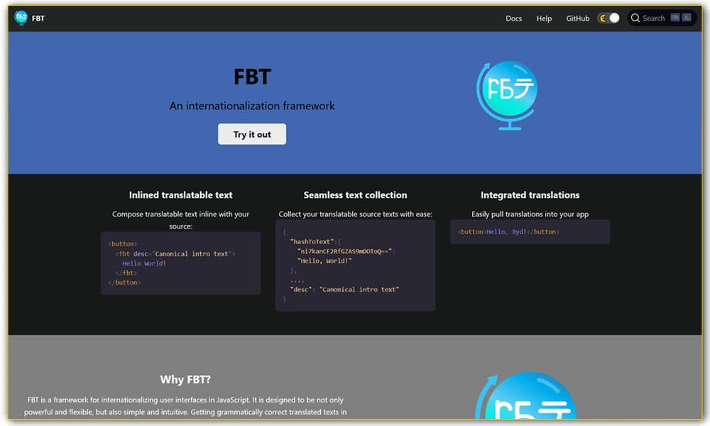 100+ JavaScript Frameworks for Web Developers 7 FBT – JavaScript Internationalization Framework