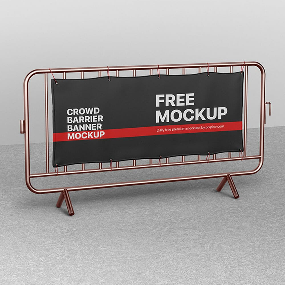 Free Crowd Barrier Banner Mockup 1 Free Crowd Barrier Banner Mockup