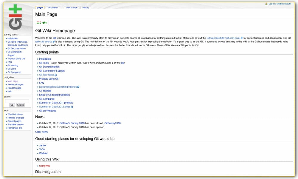 Git Wiki Homepage