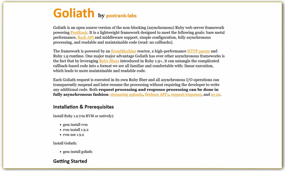 50+ Ruby Frameworks For Developers 15 Goliath
