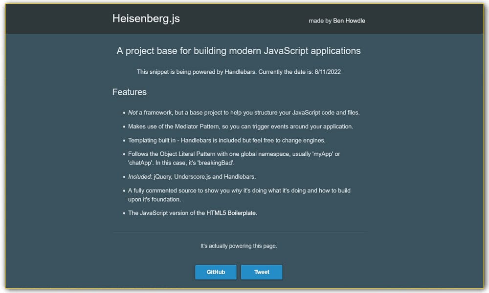 100+ JavaScript Frameworks for Web Developers 86 Heisenberg.js