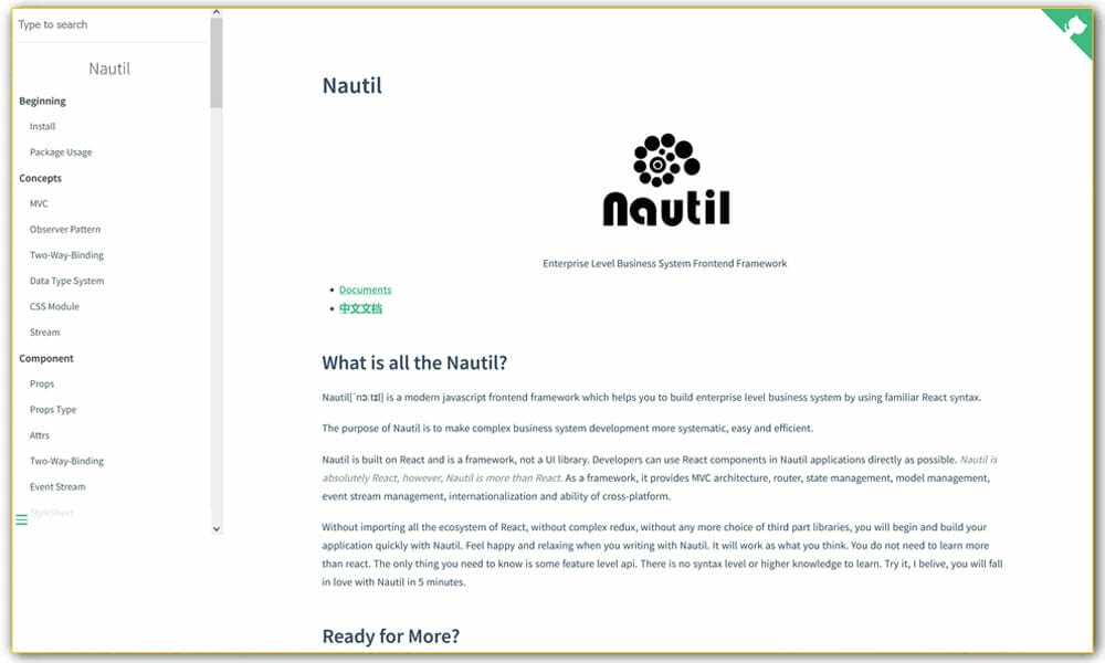 100+ JavaScript Frameworks for Web Developers 6 Nautil – Enterprise Level Business System Frontend Framework