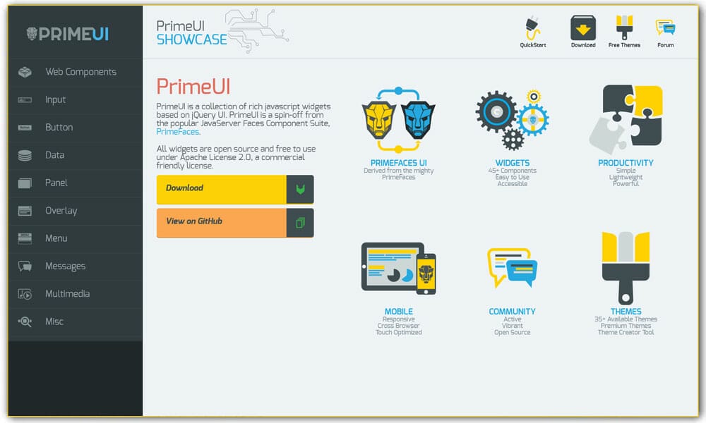 100+ JavaScript Frameworks for Web Developers 24 PrimeUI