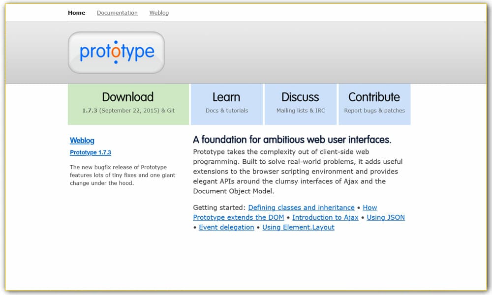 100+ JavaScript Frameworks for Web Developers 109 Prototype JavaScript framework