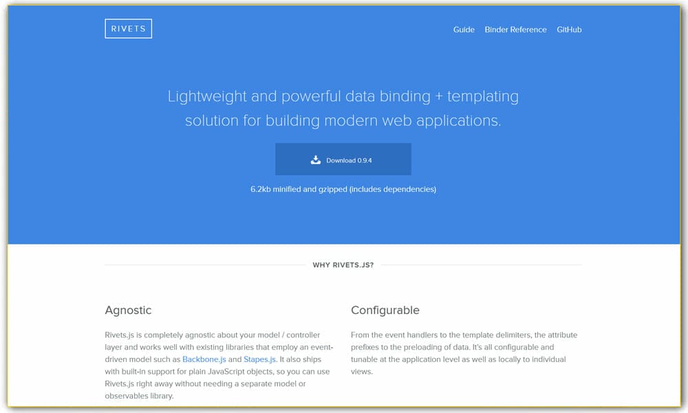 100+ JavaScript Frameworks for Web Developers 92 Rivets.js