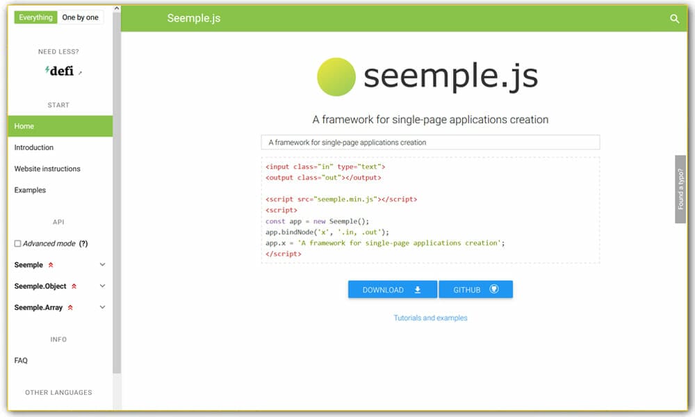 100+ JavaScript Frameworks for Web Developers 57 Seemple.js