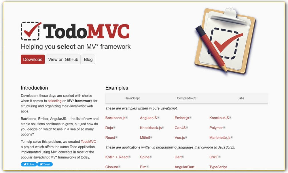 100+ JavaScript Frameworks for Web Developers 53 TodoMVC