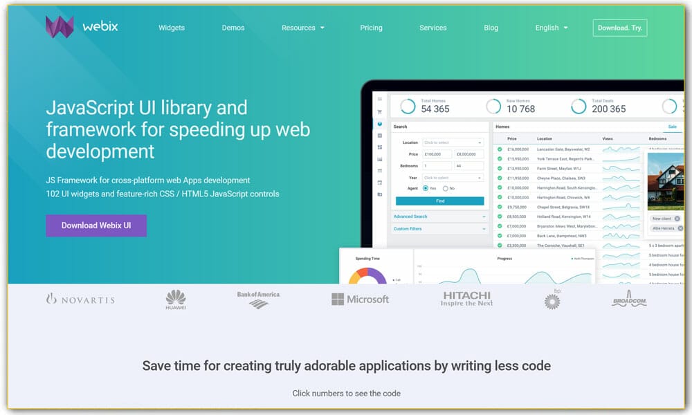 100+ JavaScript Frameworks for Web Developers 50 Webix