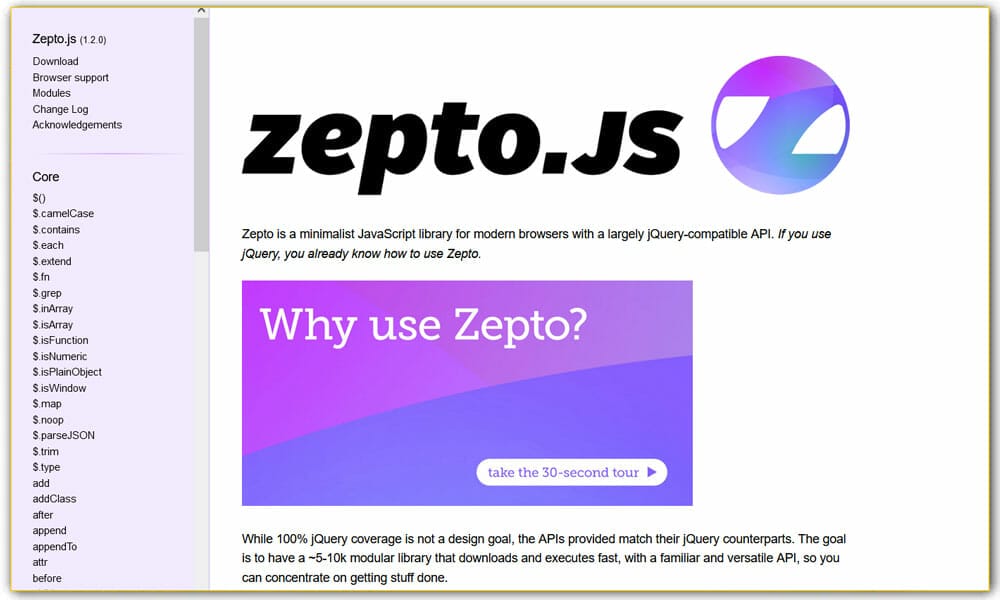100+ JavaScript Frameworks for Web Developers 33 Zepto