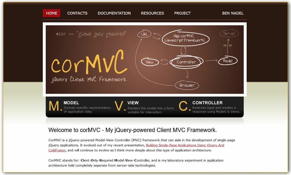 100+ JavaScript Frameworks for Web Developers 55 corMVC
