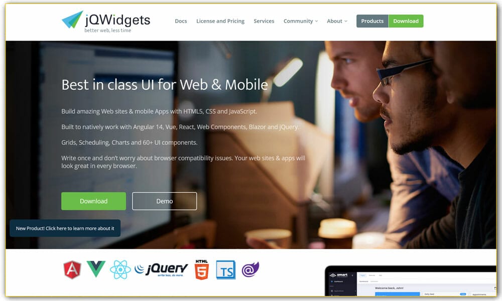 100+ JavaScript Frameworks for Web Developers 111 jQWidgets