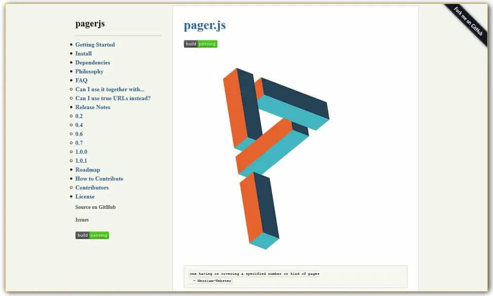 100+ JavaScript Frameworks for Web Developers 90 pager.js