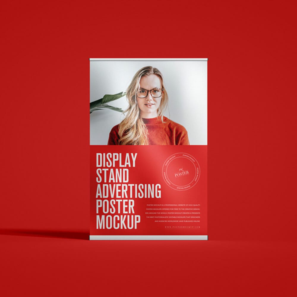 Free Display Stand Advertising Poster Mockup 1 Free Display Stand Advertising Poster Mockup