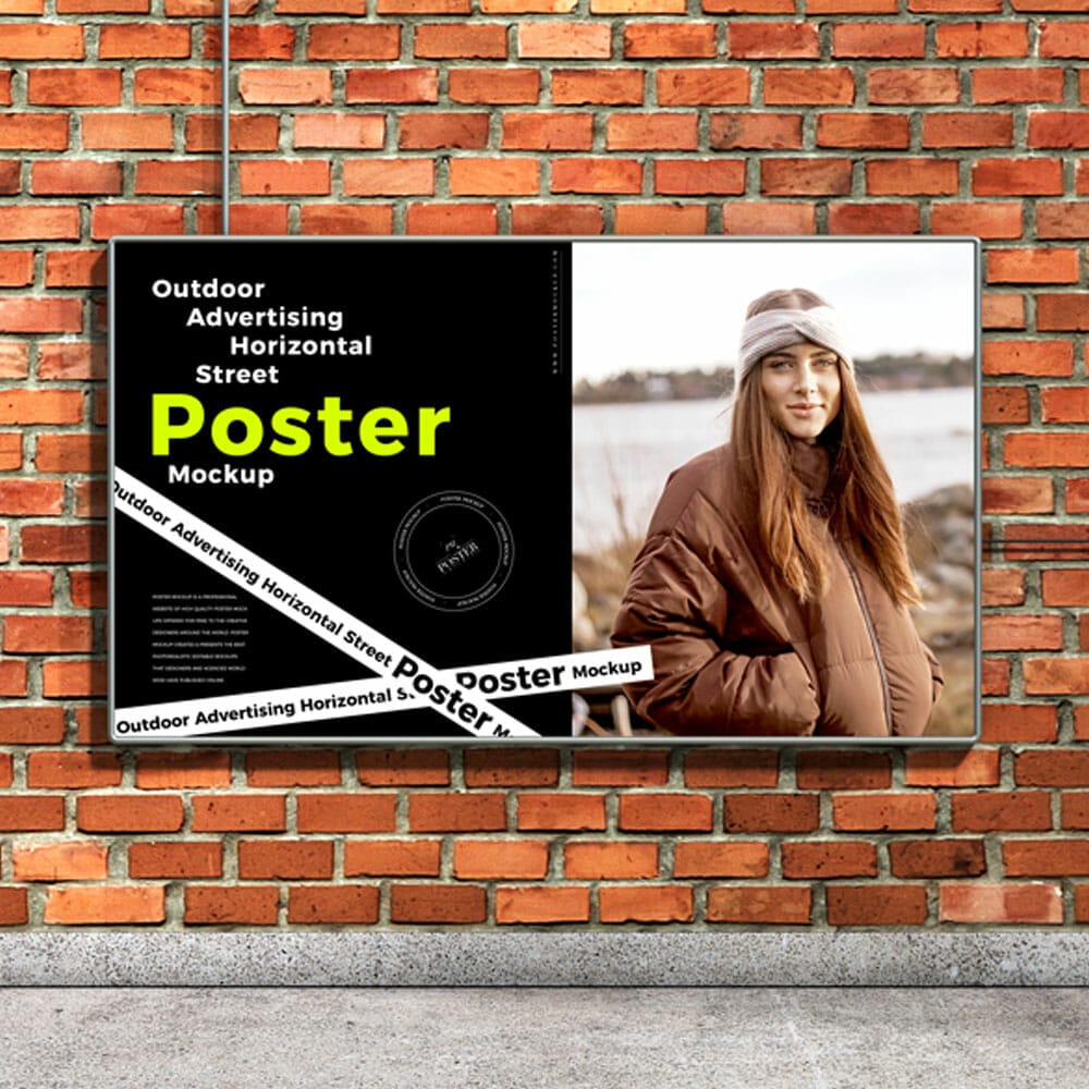 Free Outdoor Advertising Horizontal Street Poster Mockup 1 Free Outdoor Advertising Horizontal Street Poster Mockup