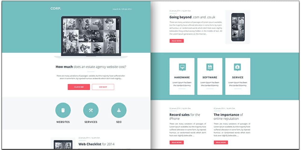Free Email Newsletter Templates PSD 32 Corp