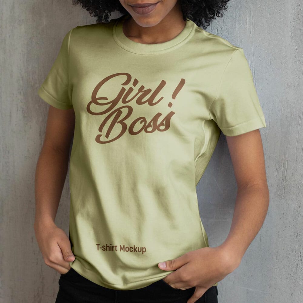 Free Black Woman T-Shirt Mockup PSD 1 Free Black Woman T-Shirt Mockup PSD