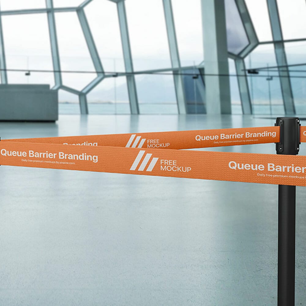 Free Queue Barrier Branding Mockup PSD 1 Free Queue Barrier Branding Mockup PSD