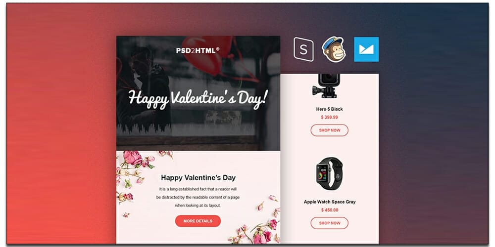 Free Email Newsletter Templates PSD 4 Valentines Day Email Template
