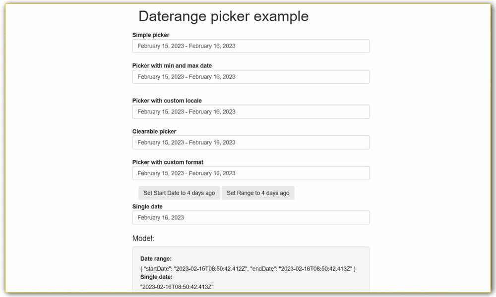 Angular Daterangepicker