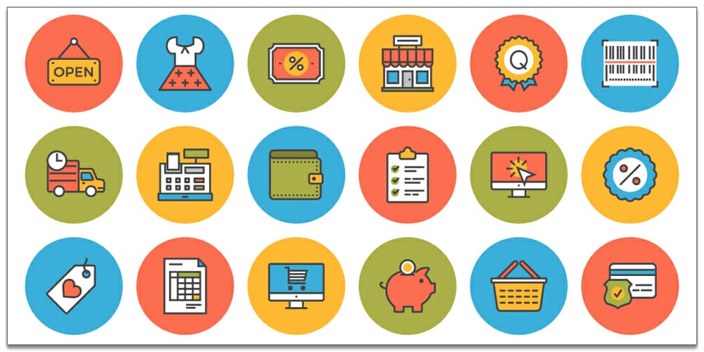 Flat Line E commerce Icons