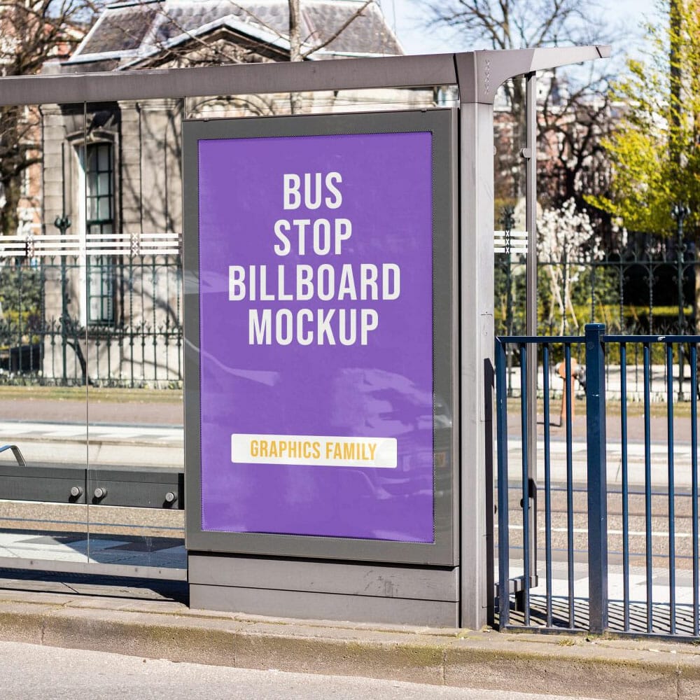 Free Bus Stop Billboard Mockup PSD 1 Free Bus Stop Billboard Mockup PSD